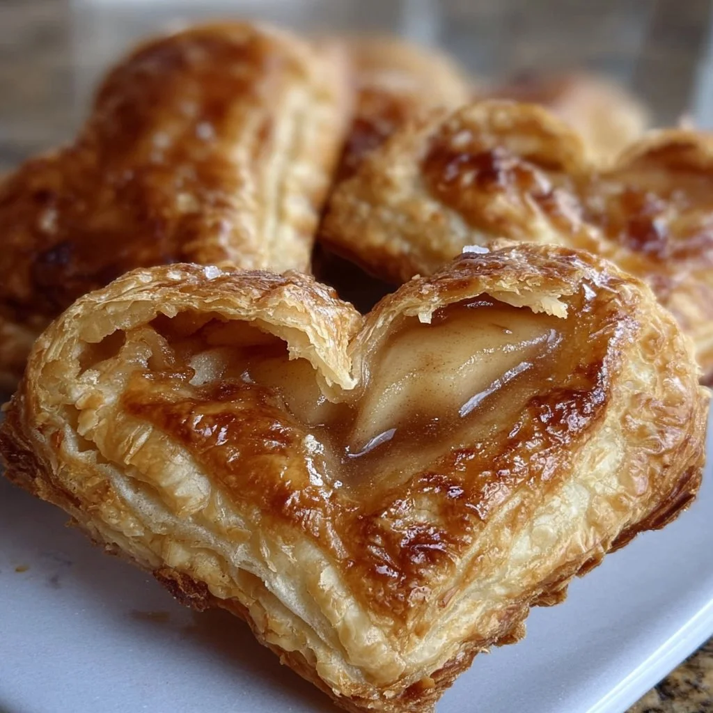 Flaky apple croissants fresh out of the oven, golden brown and delicious.