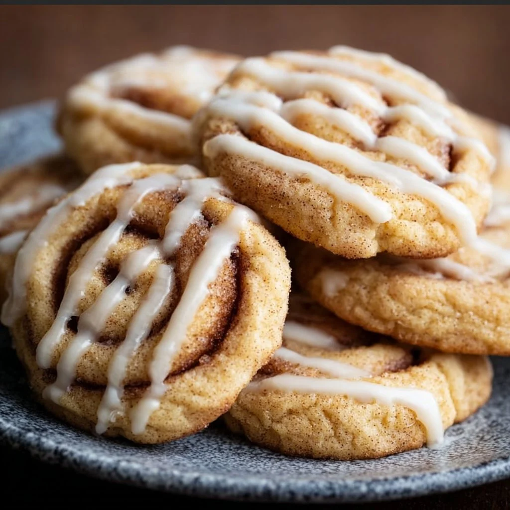Batch of delicious cinnamon roll cookies on a cooling rack
