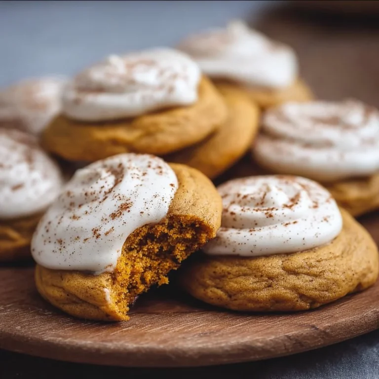 Soft pumpkin cookies with cinnamon frosting, perfect for fall baking