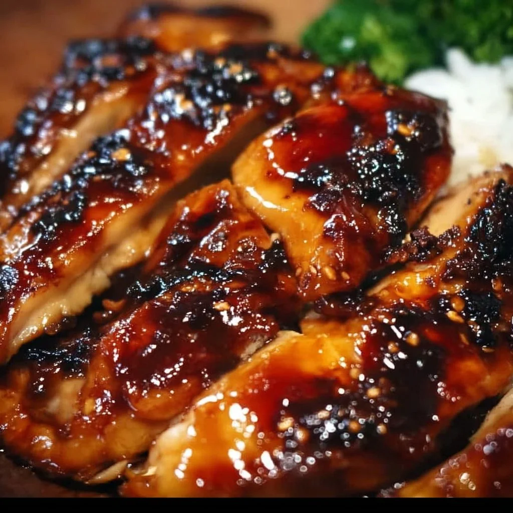 Delicious island-inspired juicy teriyaki chicken on a plate