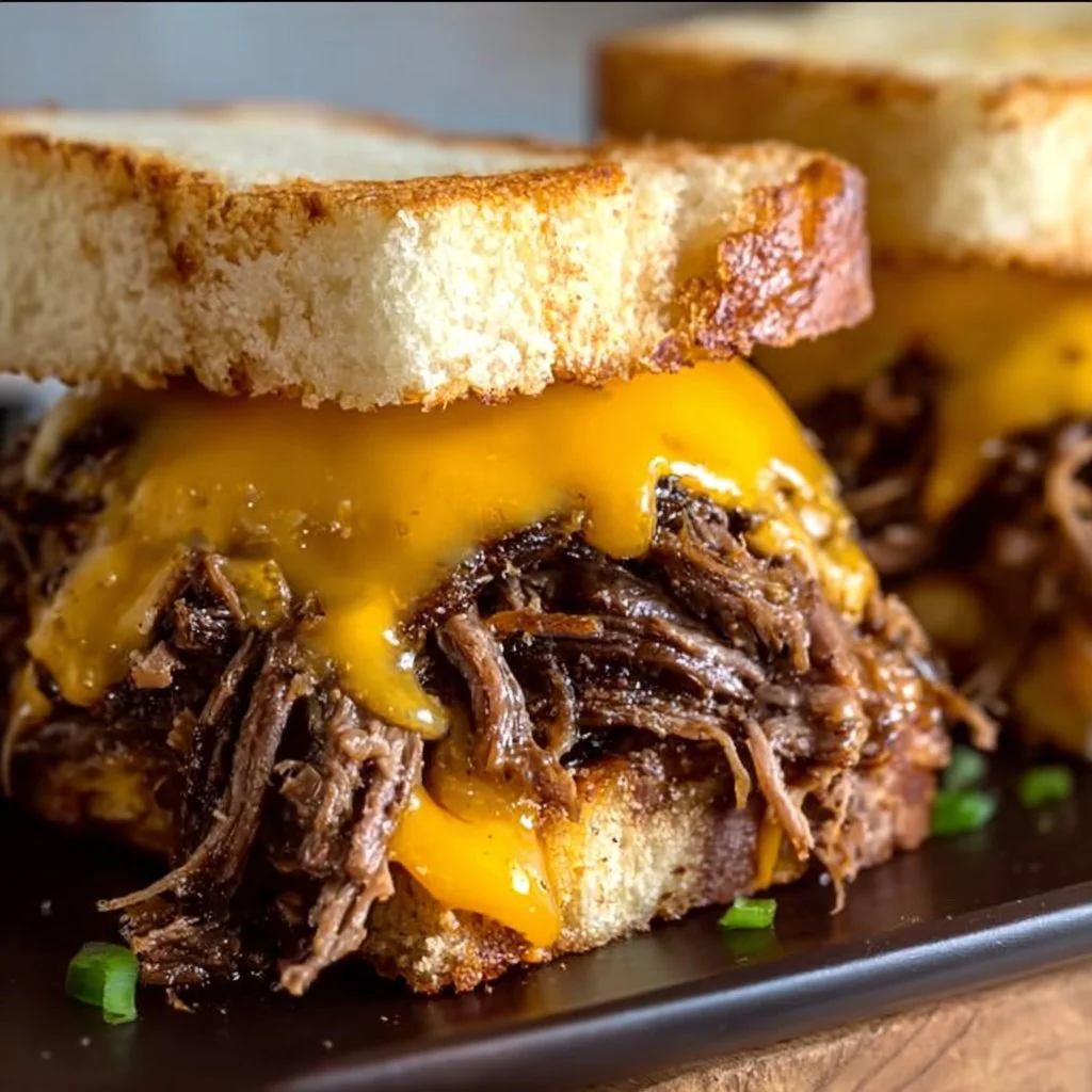 Melt-In-Your-Mouth Crockpot Beef and Cheddar Sandwiches