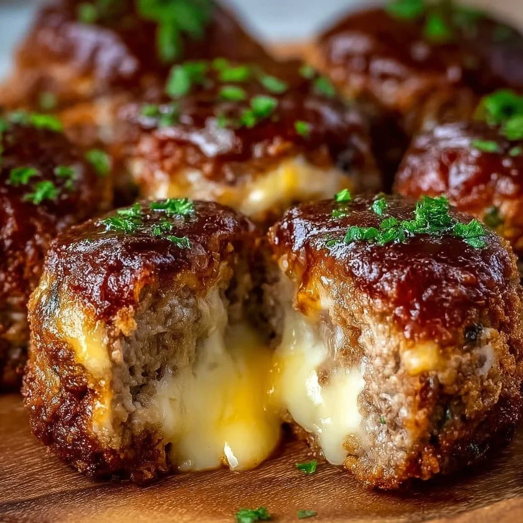 Ultimate Gooey Cheesy Stuffed Meatloaf Bites