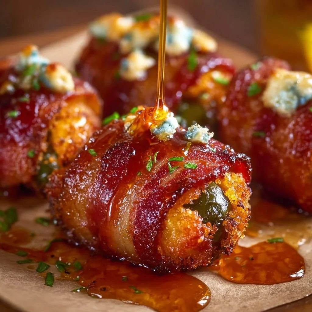 Bacon-Wrapped Jalapeño Poppers With Sweet Honey Drizzle
