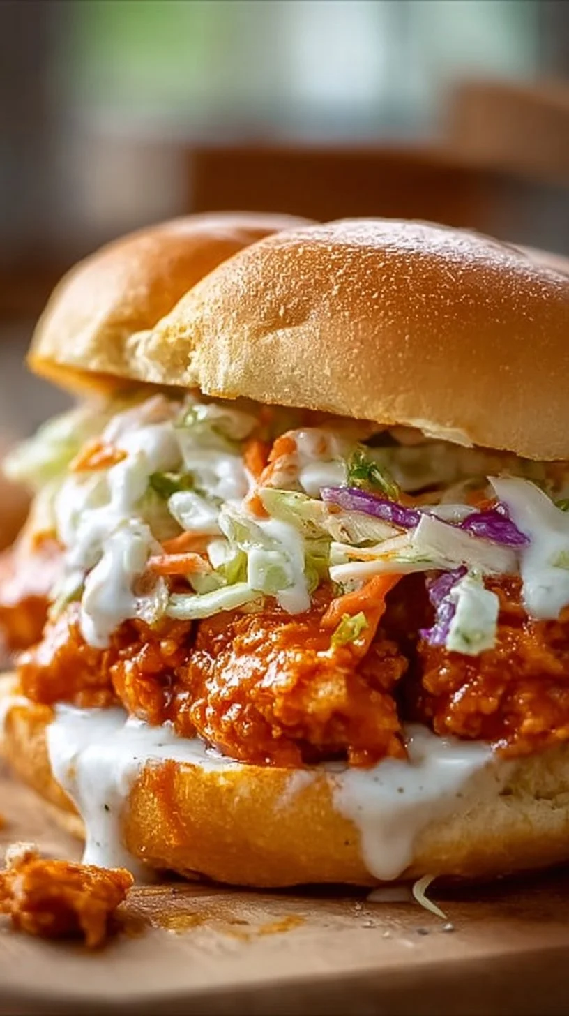 Buffalo Chicken Sandwich with Ranch Slaw