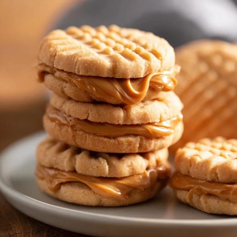 Homemade Nutter Butters cookies on a wooden table