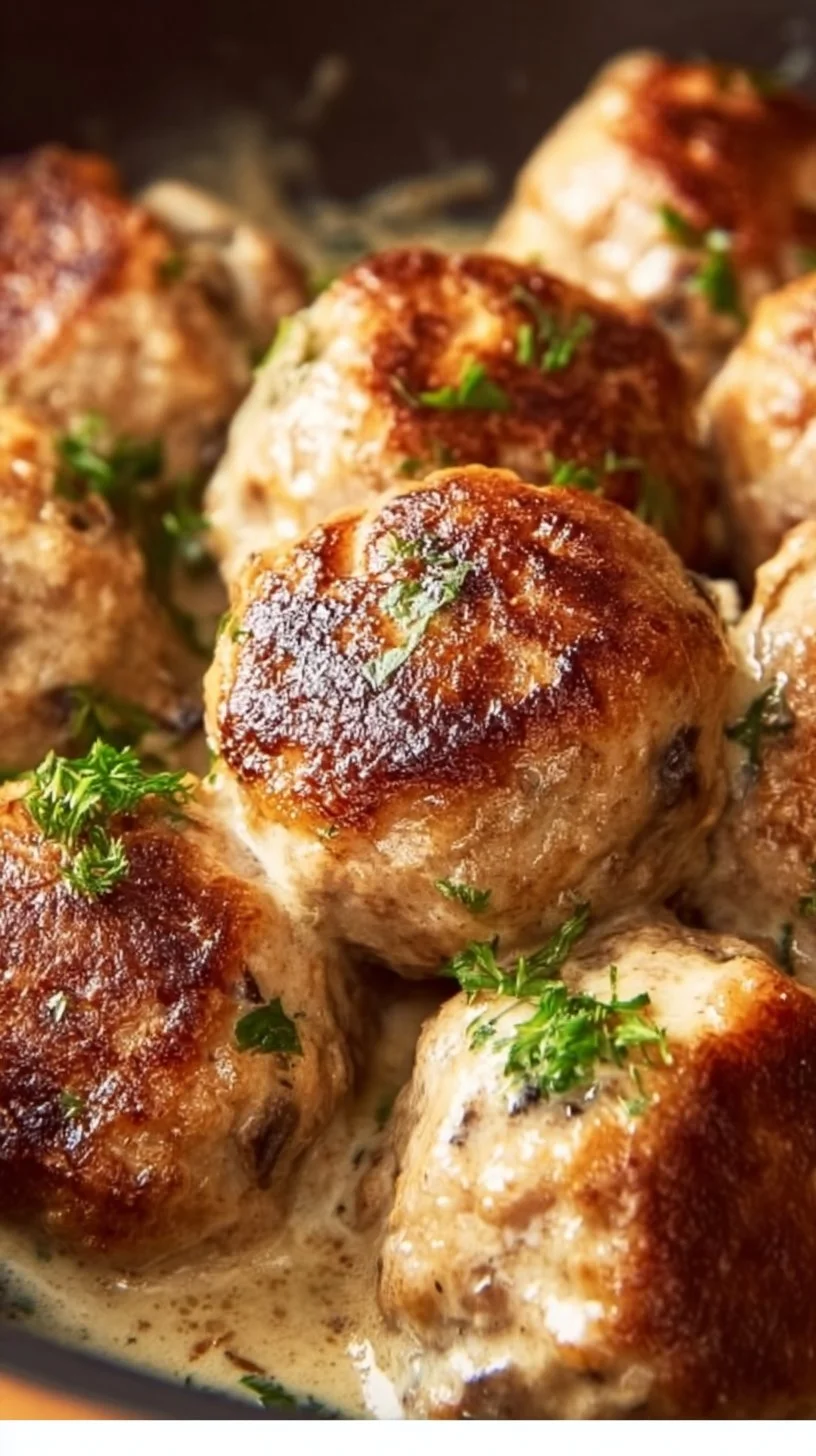 Creamy Mushroom Chicken Meatballs