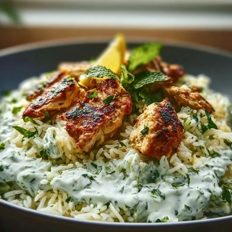 Delicious dump and bake chicken tzatziki rice meal in a baking dish