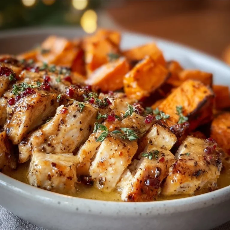 Maple Dijon Chicken Bowl with Sweet Potatoes on a plate