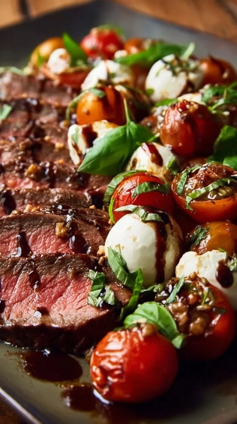 Flank Steak Caprese With Balsamic Dressing