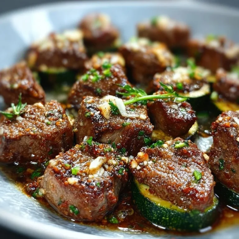 Delicious garlic butter steak bites served on a plate