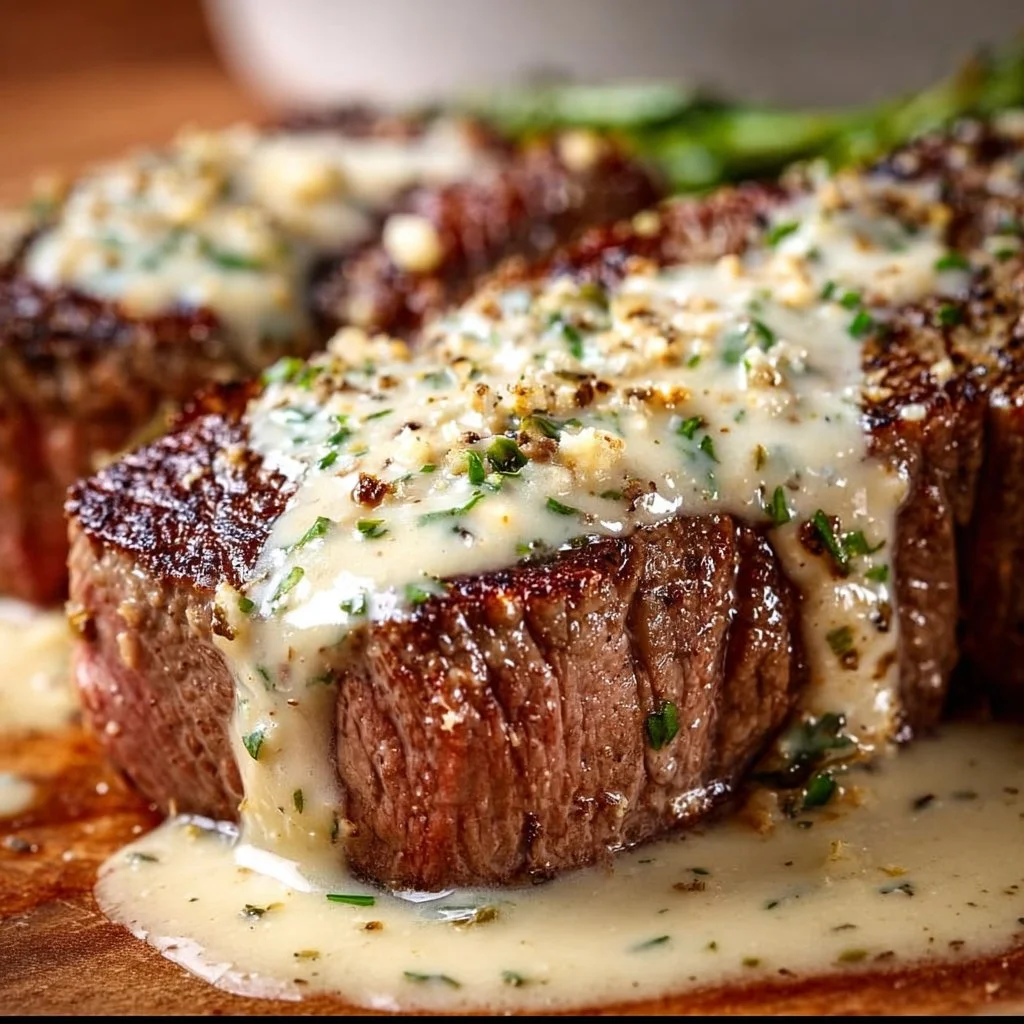Garlic Butter Steak With Parmesan Cream Sauce