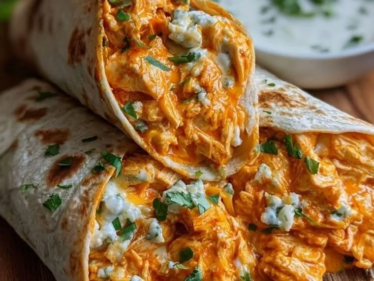 High-protein cheesy buffalo chicken dish served on a plate