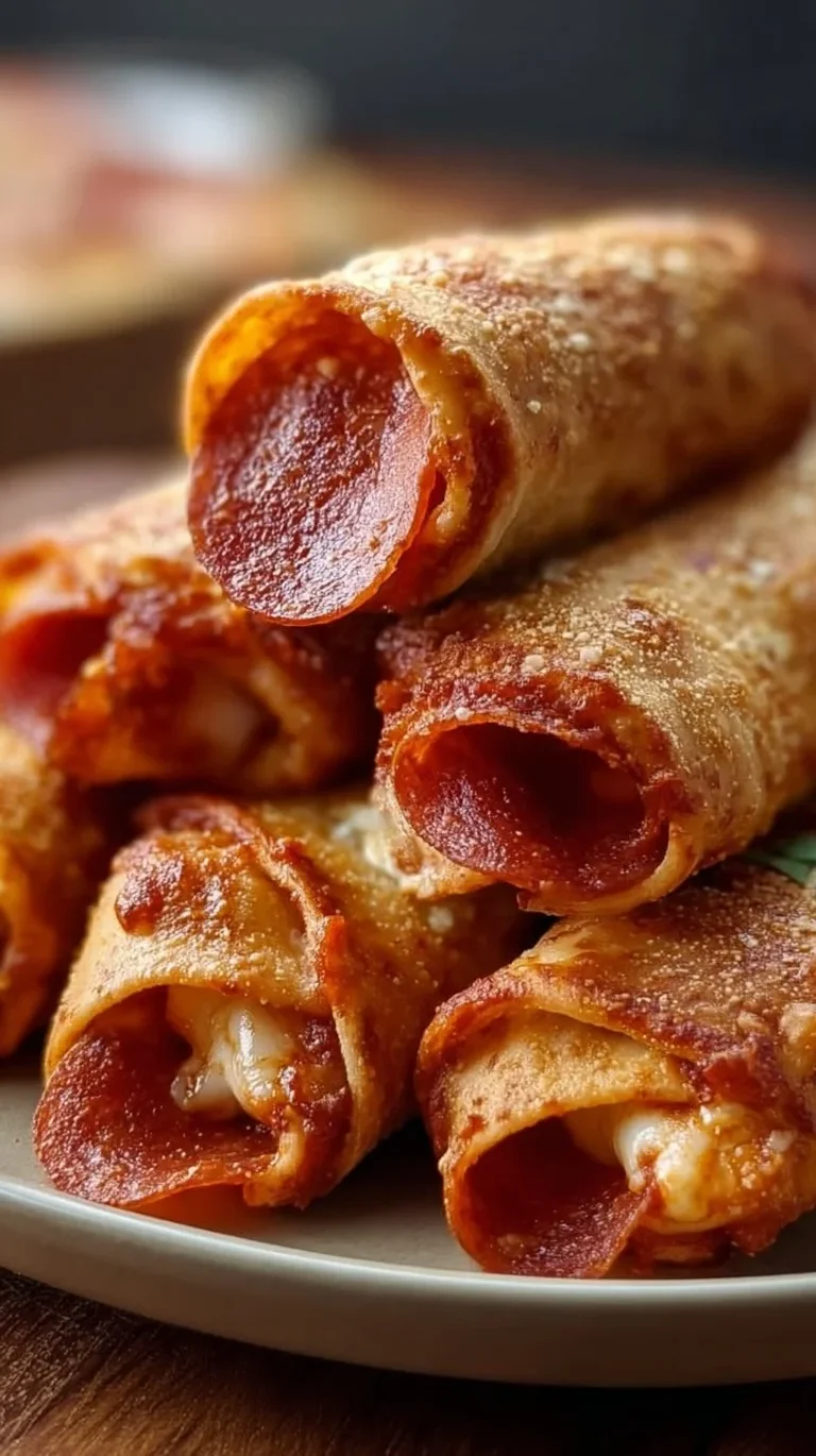 High protein pepperoni pizza rolls on a plate, ready to enjoy