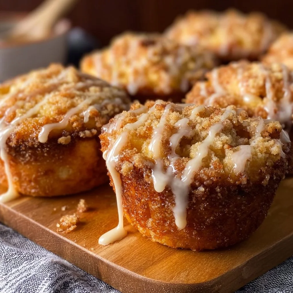 Irresistible Apple Cheesecake Buns: Crumble Topping & Sweet Glaze Delight