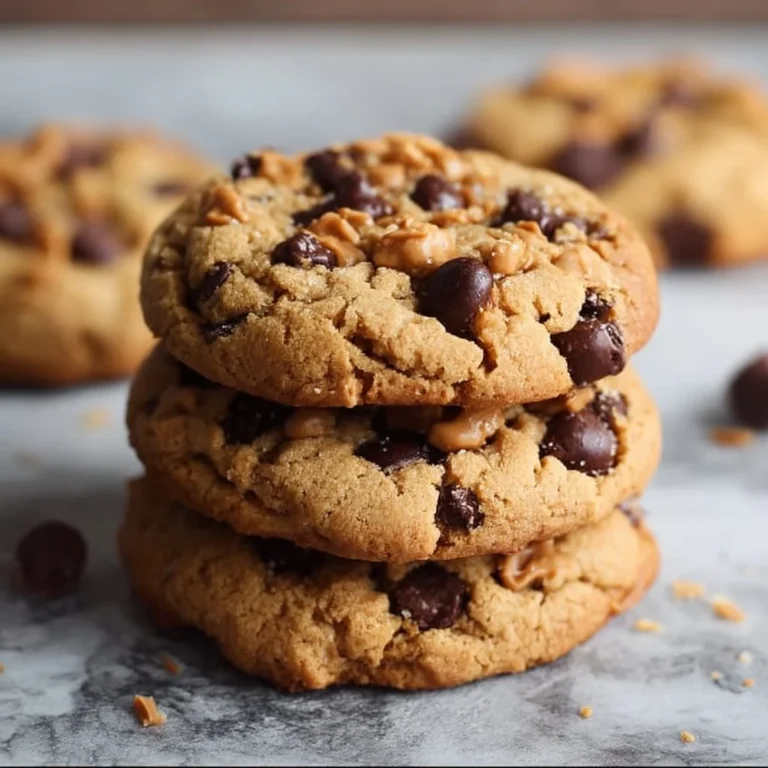 Delicious peanut butter chocolate chip cookies on a baking tray.