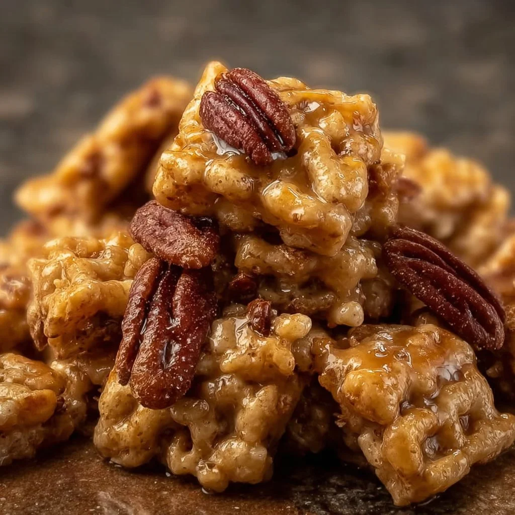 Irresistible praline crunch with buttery pecans and cereal treats