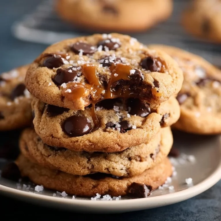 Delicious salted caramel chocolate chip cookies on a plate