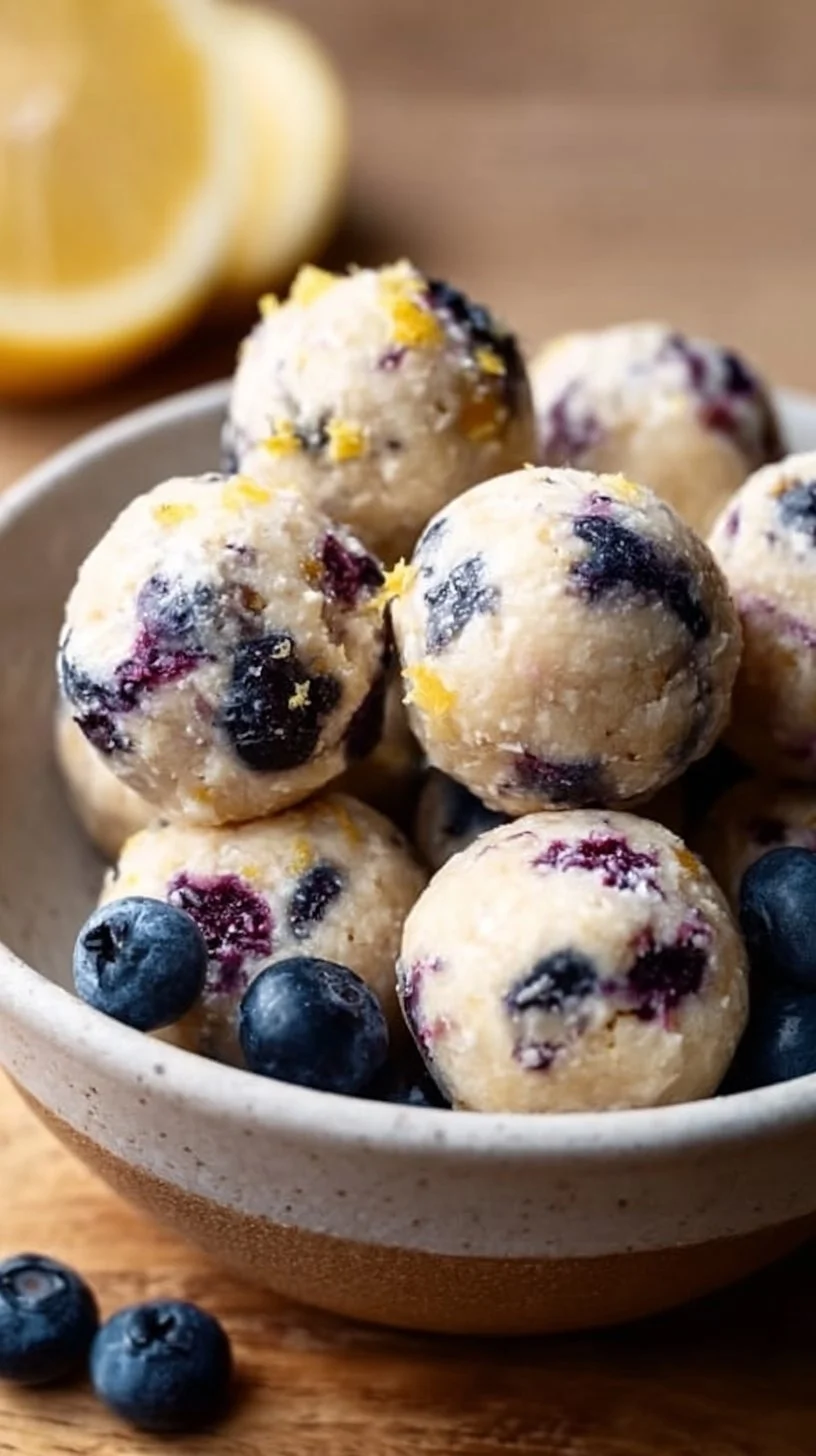 Lemon Blueberry Cottage Cheese Protein Bites for a healthy snack option
