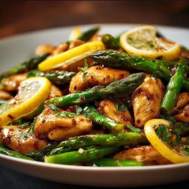 Delicious Lemon Chicken Stir-Fry with asparagus and vibrant vegetables