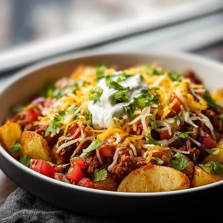Delicious loaded potato taco bowls topped with cheese, salsa, and fresh toppings
