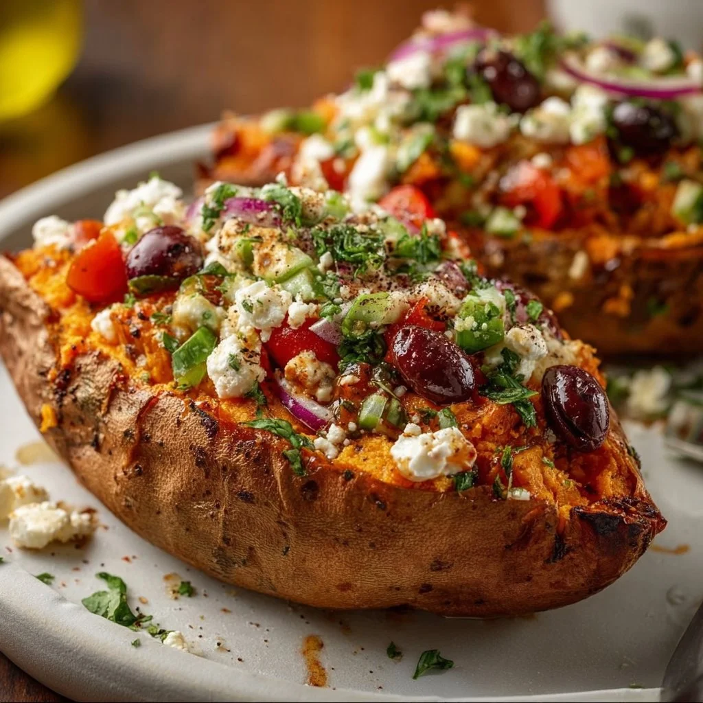 Mediterranean Stuffed Sweet Potatoes