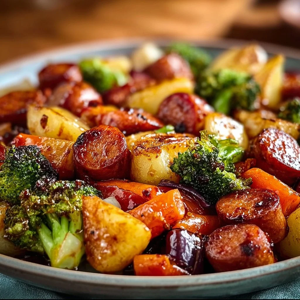 One-Pan Honey Garlic Kielbasa & Veggies