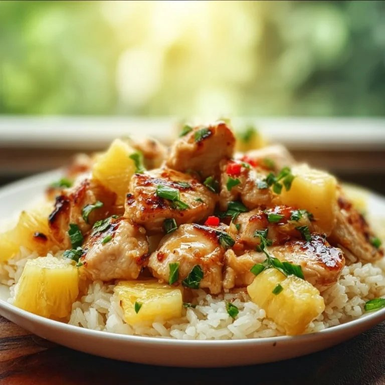 Delicious Pineapple Chicken served over rice with vibrant colors and flavors.