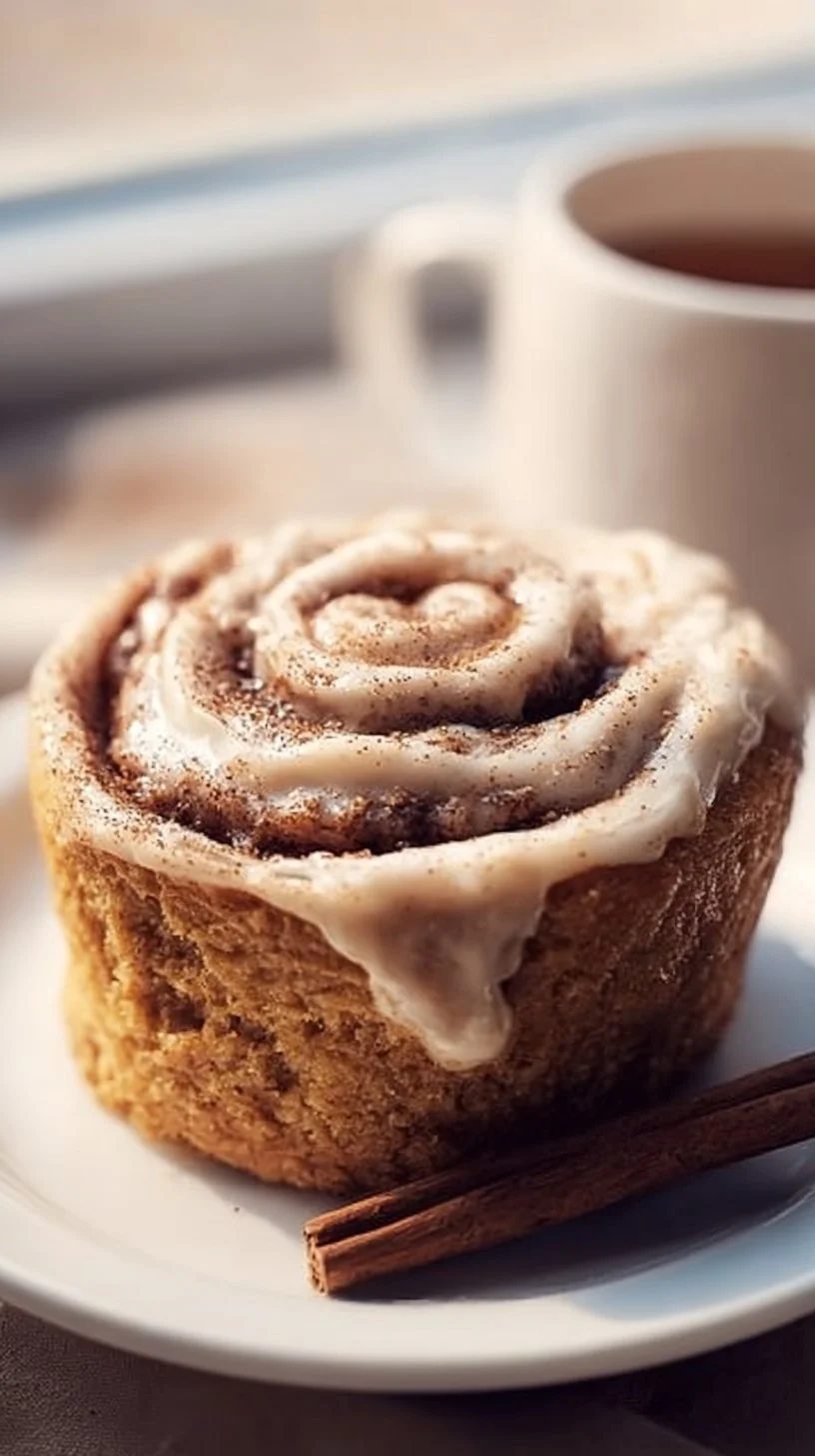 Delicious Protein Cinnamon Roll Mug Cake served in a mug