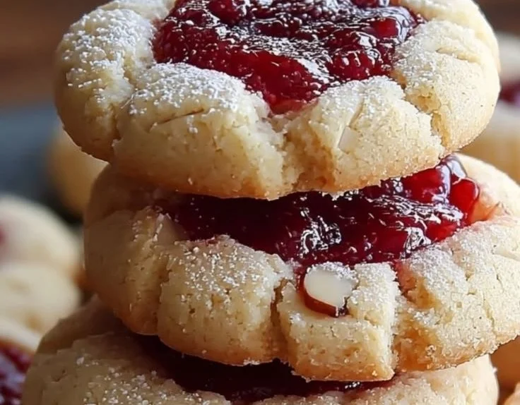 Raspberry Almond Shortbread Cookies