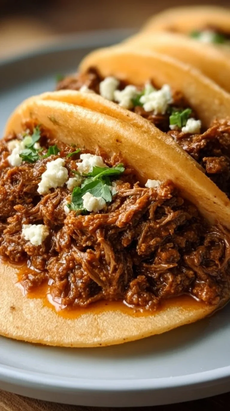 Delicious Slow Cooker Birria Tacos garnished with fresh cilantro and onions