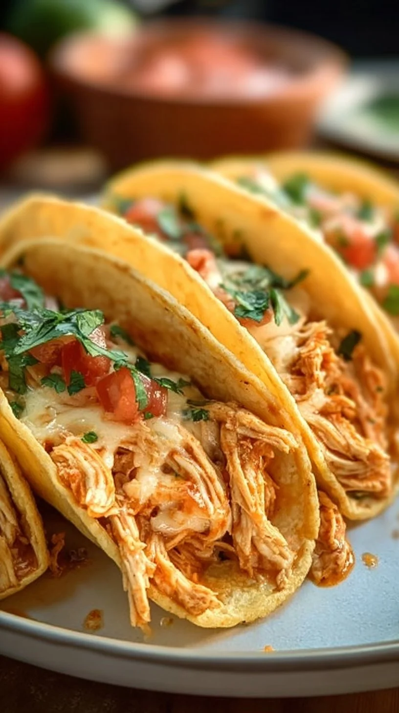 Slow Cooker Queso Chicken Tacos