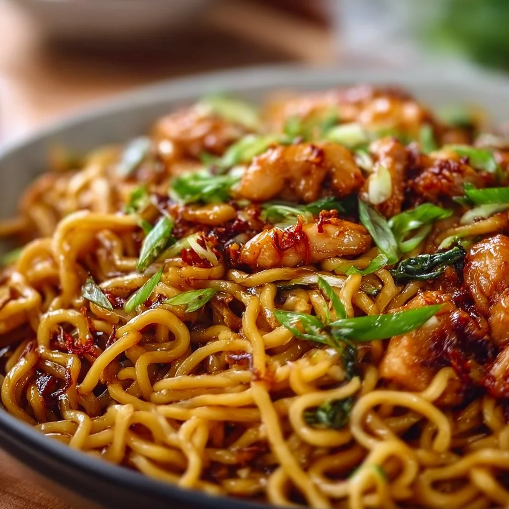 Sticky Garlic Chicken Noodles