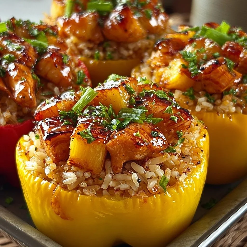 Teriyaki Pineapple Chicken and Rice Stuffed Peppers