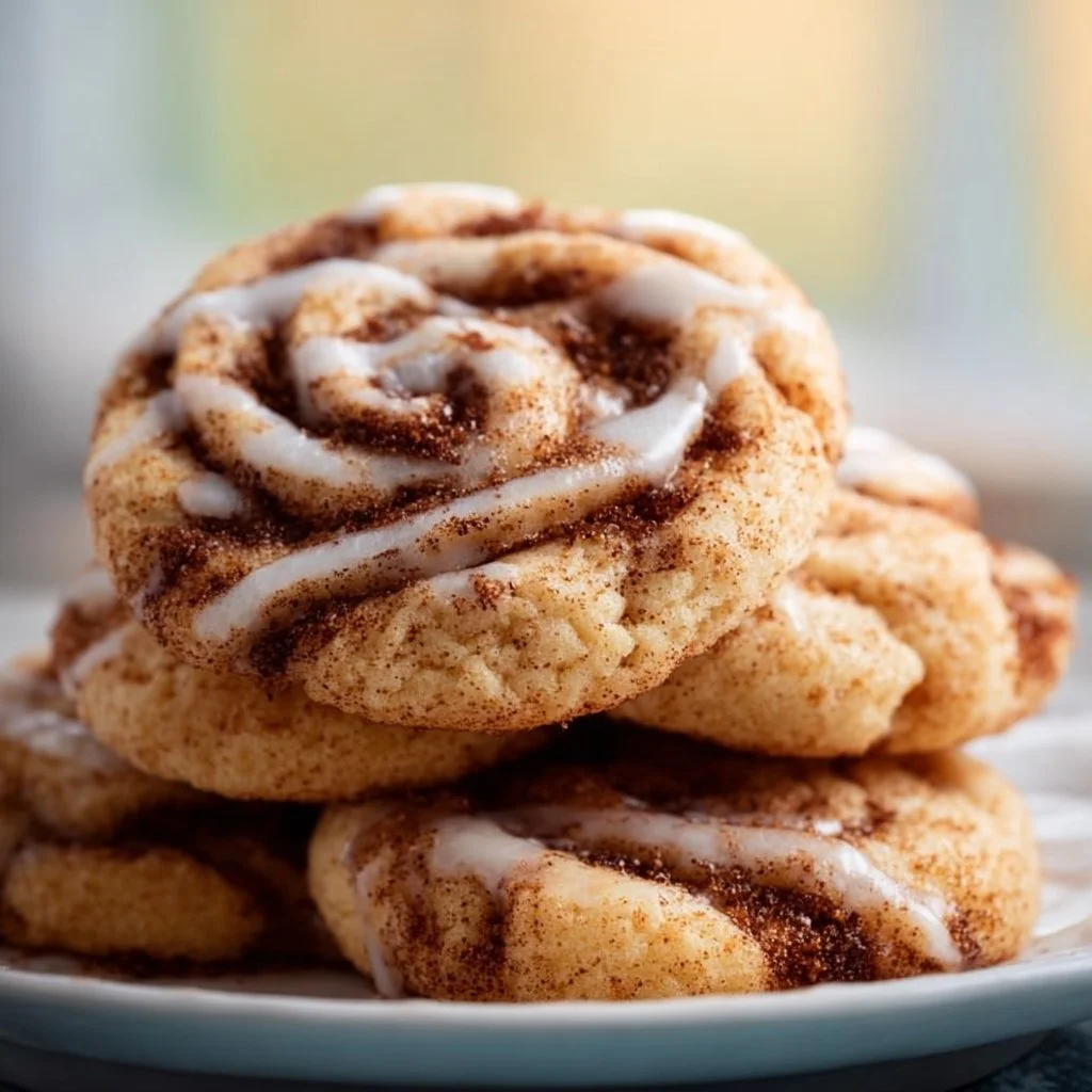 Delicious soft cinnamon roll cookies topped with icing