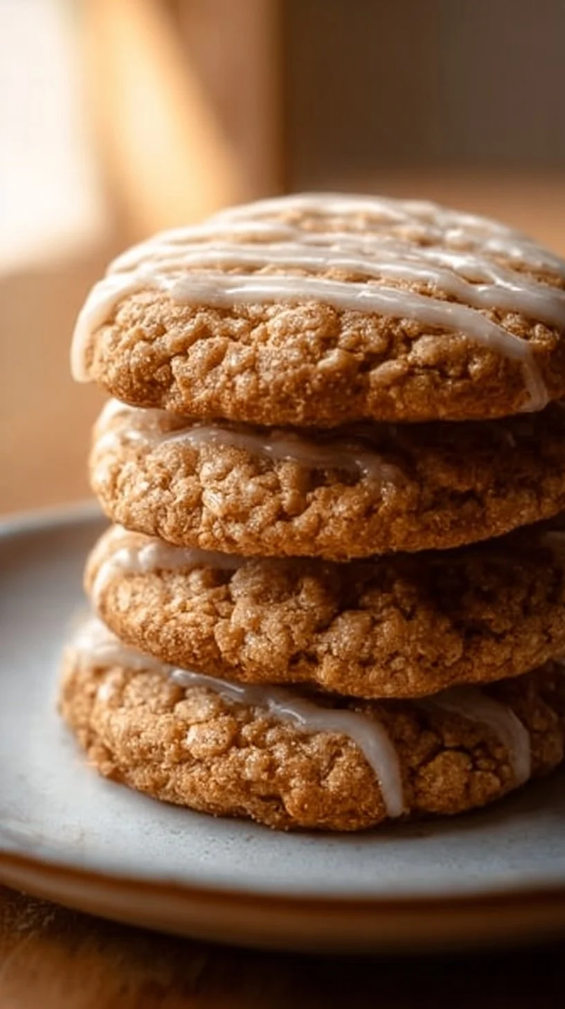 Delicious Crumbl iced oatmeal cookies with creamy frosting and oats on top.