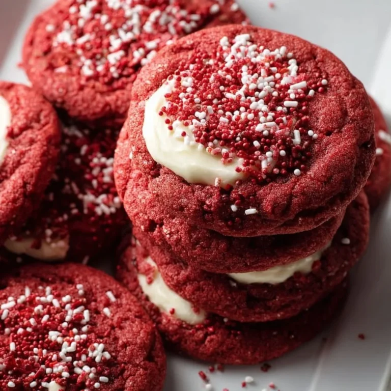 Delicious frosted red velvet cookies topped with cream cheese frosting