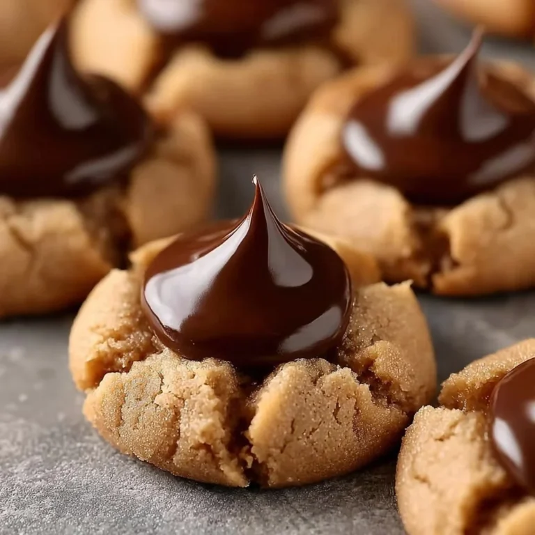 Ultimate peanut butter blossoms topped with chocolate on a baking rack.