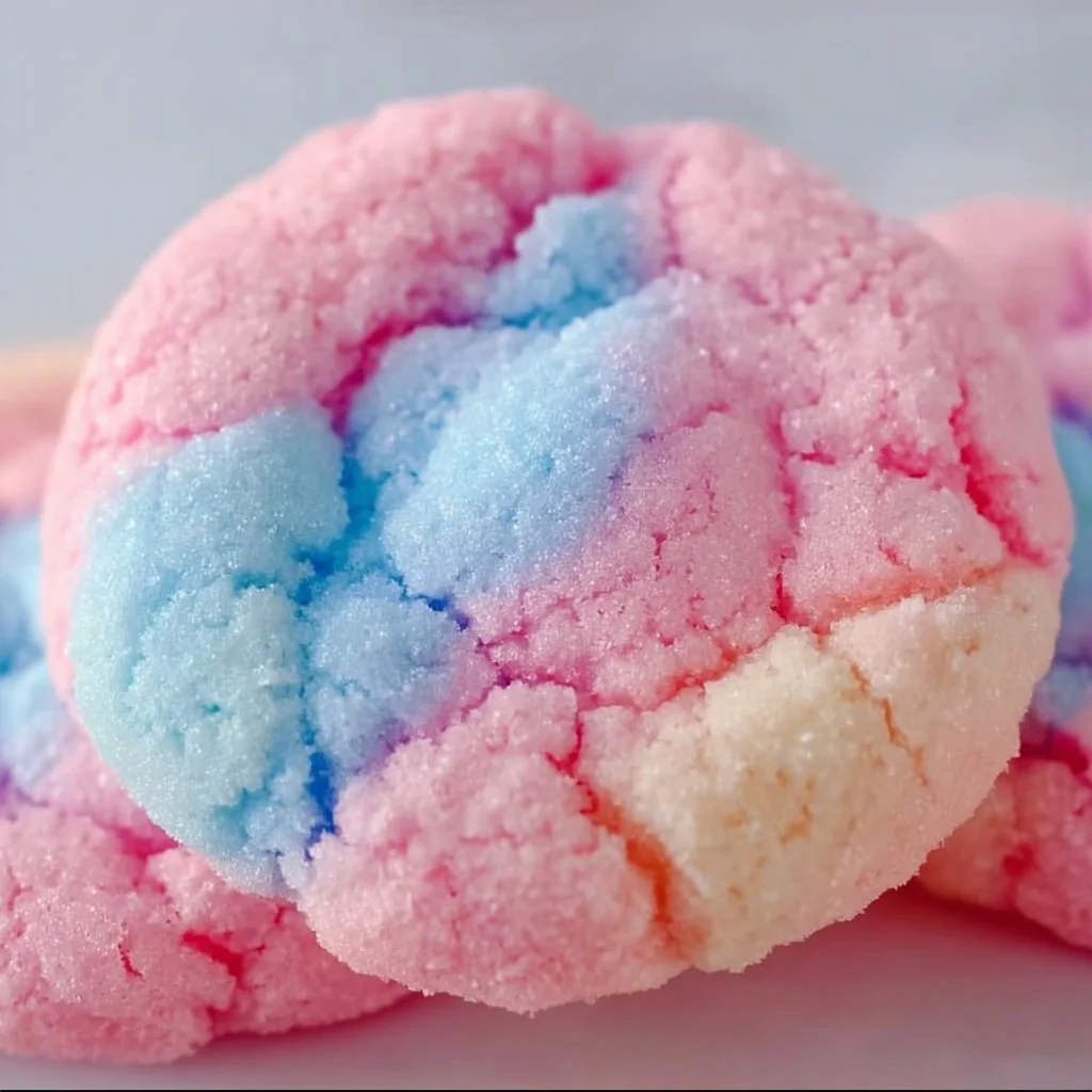 Whimsical cotton candy cookies with soft texture and vibrant colors