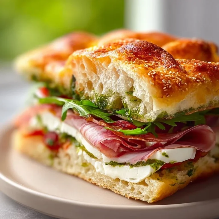 10-minute Italian focaccia sandwich with fresh ingredients and herbs