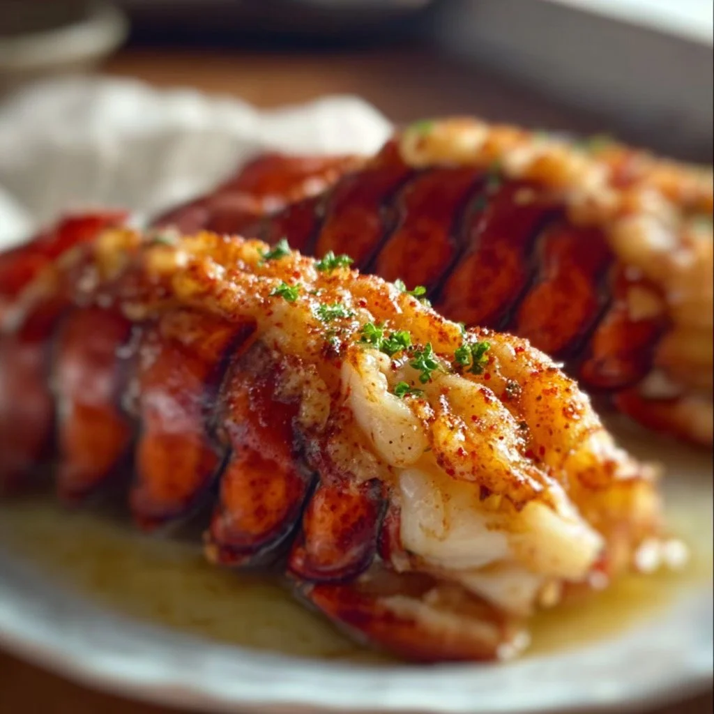 Deliciously cooked lobster tail on a plate, ready to be served.