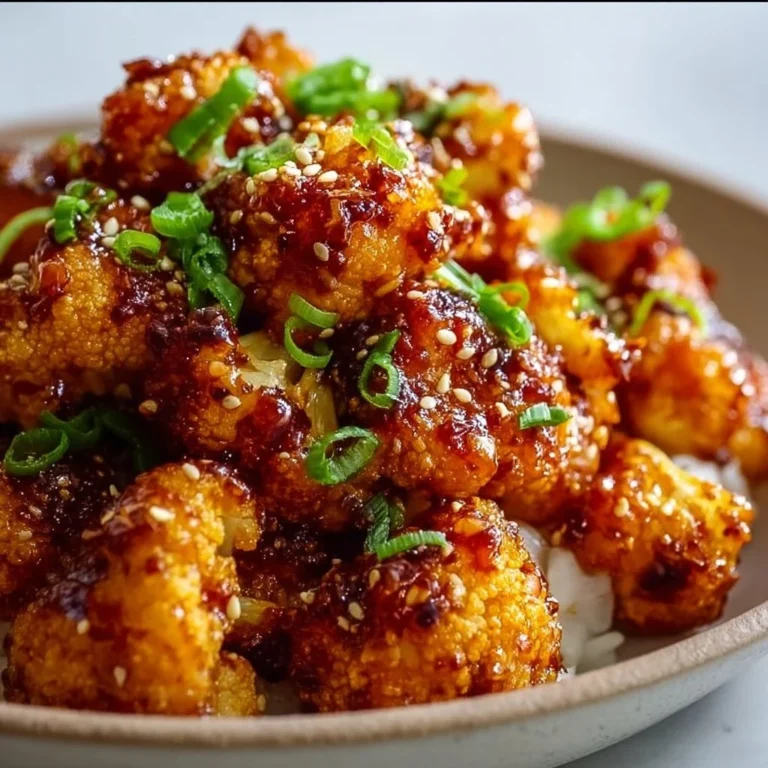 Air-fried Korean Chili Cauliflower served in a bowl garnished with herbs