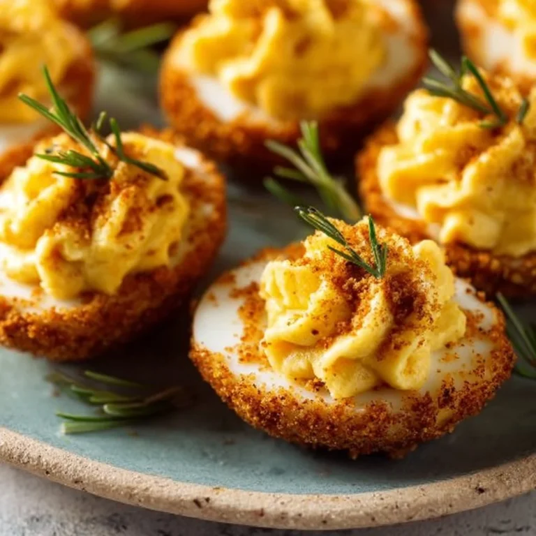 Air fryer deviled eggs garnished with paprika on a serving platter