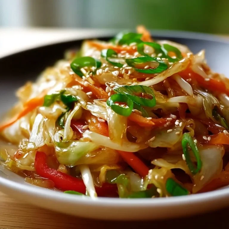 Colorful Asian cabbage stir fry with vegetables in a skillet