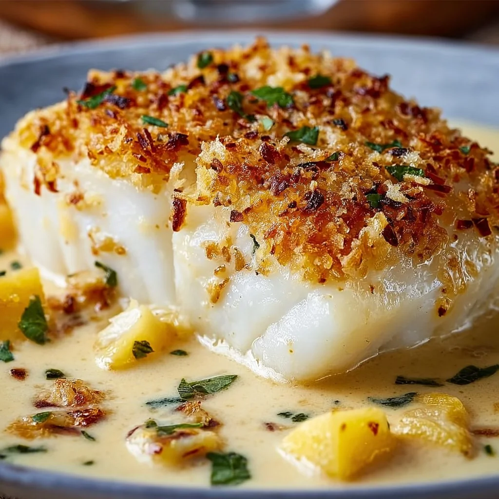 Baked Cod in Coconut Lemon Cream Sauce