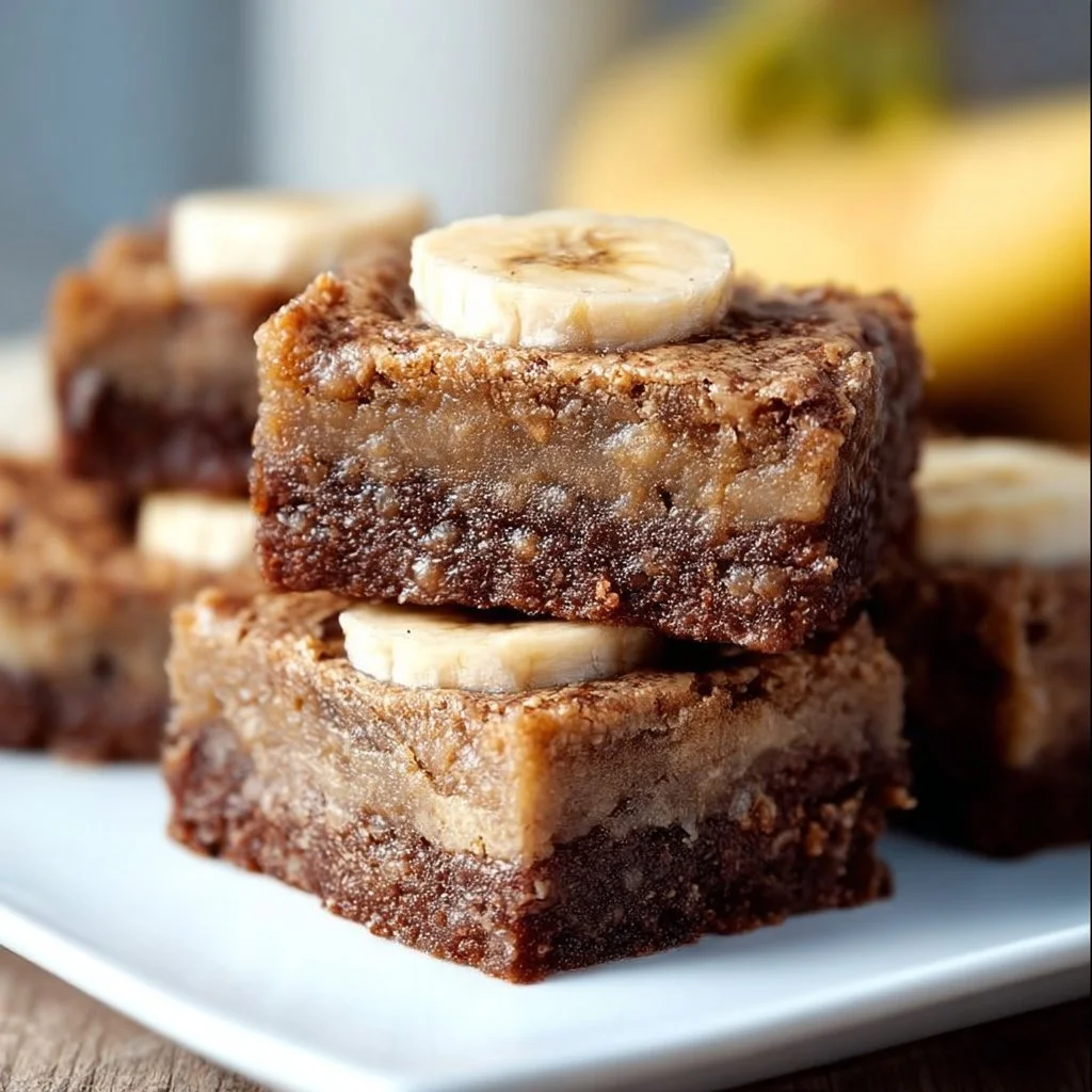 Delicious banana bread brownies fresh out of the oven