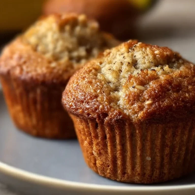 Freshly baked banana bread muffins on a wooden table