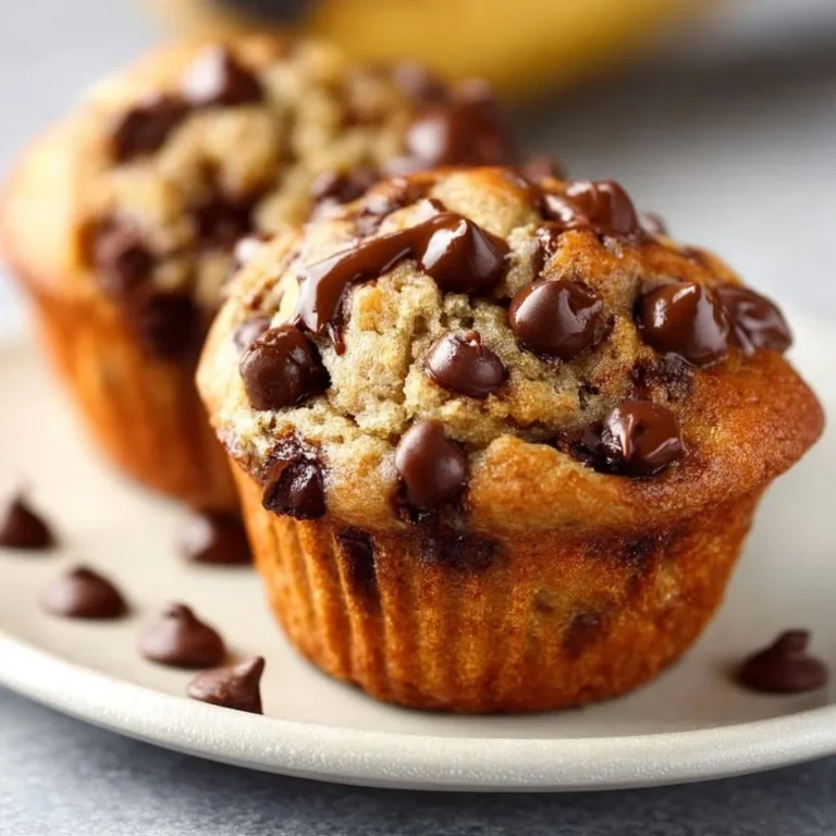 Freshly baked banana chocolate chip muffins on a cooling rack