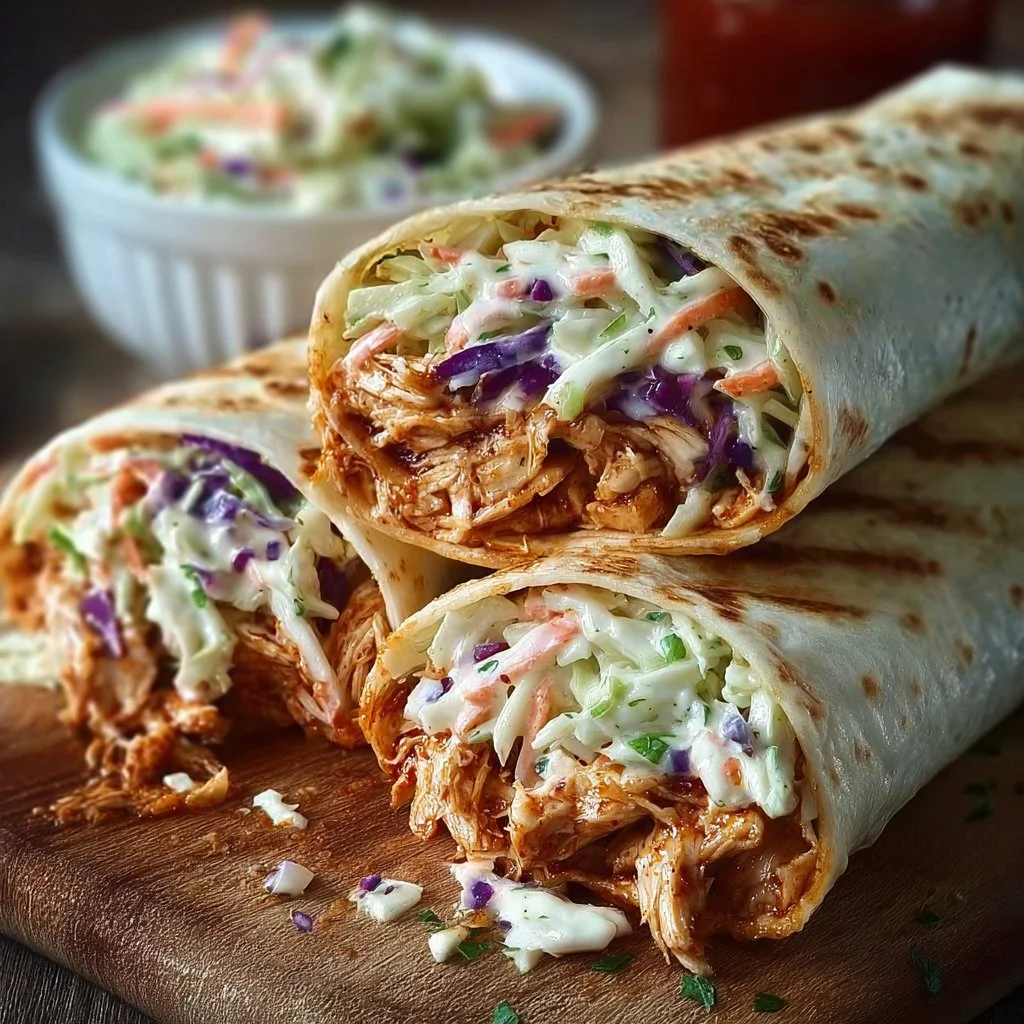 BBQ Chicken Coleslaw Wraps