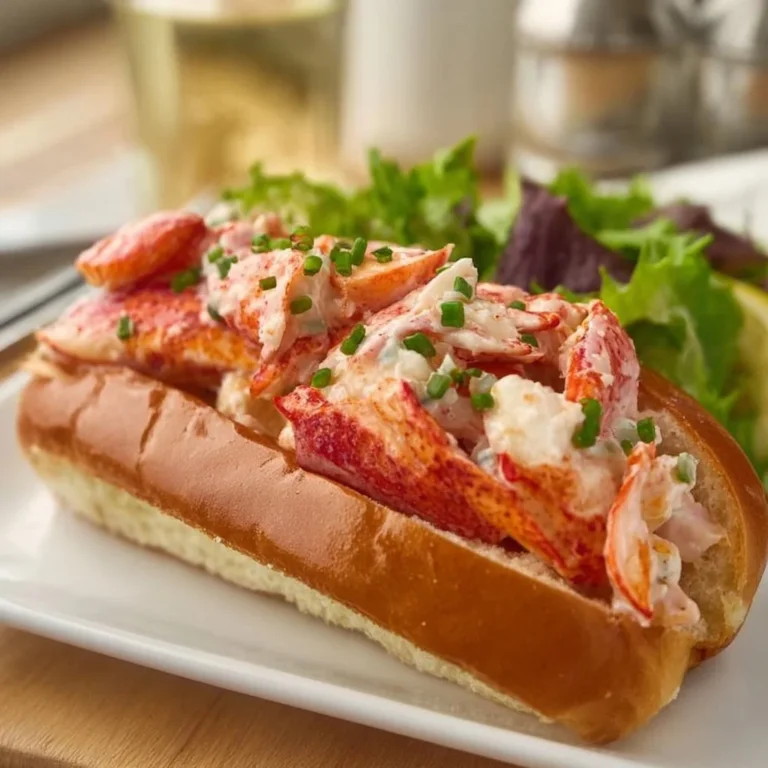 Freshly made Maine lobster roll served with lemon and herbs