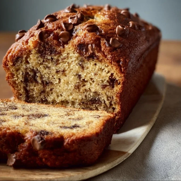 Slice of Brown Butter Sourdough Banana Bread on a plate, showcasing its moist texture.